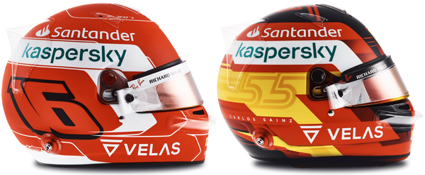 シャルル・ルクレールとカルロス・サインツJr.の2022年F1ヘルメット写真