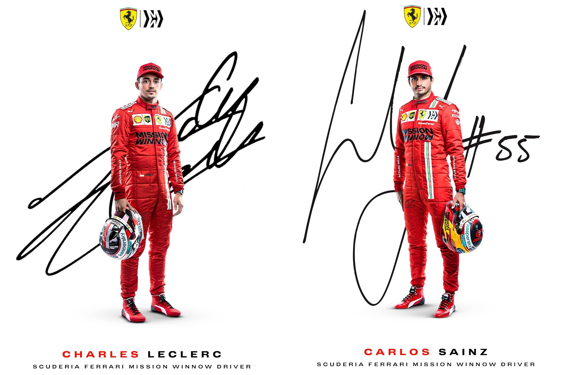 フェラーリ、ドライバーのサイン入りF1レーシングスーツ画像を フェラーリ、ドライバーのサイン入りF1レーシングスーツ画像を