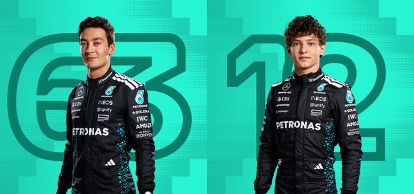 ジョージ・ラッセルとアンドレア・キミ・アントネッリの2026年F1レーシングスーツ