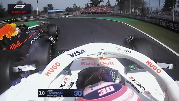 角田とローソン、ホイールトゥホイールで接触:2025年F1イタリアGP