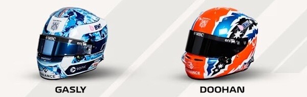 アルピーヌのピエール・ガスリーとジャック・ドゥーハンのヘルメット