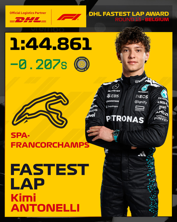 キミ・アントネッリ、最速ラップタイム:2025年F1ベルギーGP