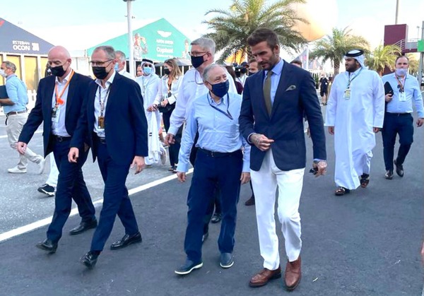 デビッド・ベッカムとジャン・トッドFIA会長、2021年F1カタールGP