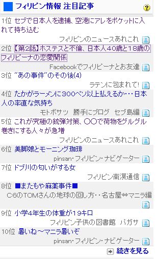 フィリピン情報注目記事ランキング　第2話ホステス