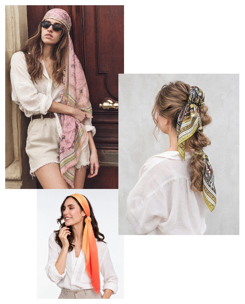 ストールをヘアアクセサリーとして取り入れたスタイリング