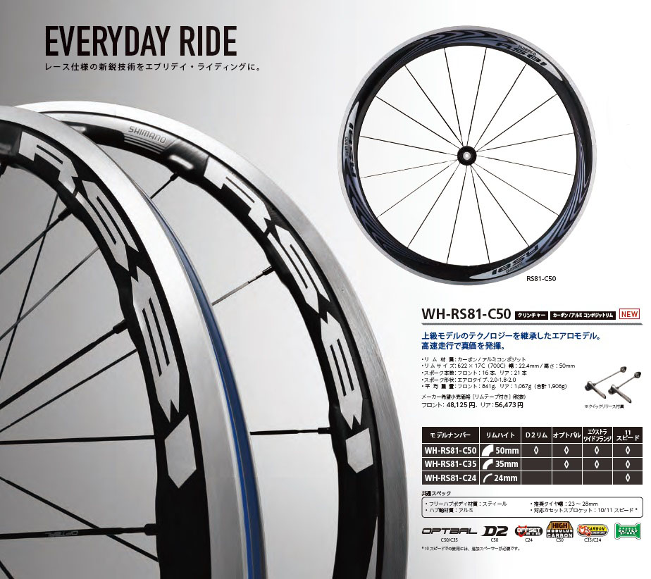 値下げ】シマノWH-RS81-C50-CL ホイールセットクイックリリース付属