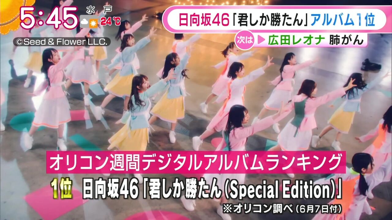 日向坂46 君しか勝たん デジタルアルバムランキング1位を獲得 坂道まとまとめ速報