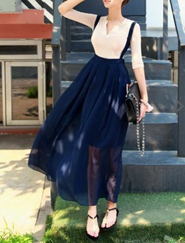 チュー chuuのシースルーシフォンサス付きロングスカートが秋冬新作セールで10%OFF!!