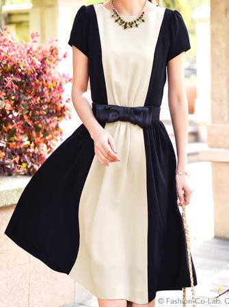 ルイ・ルエ・ブティックのバイカラーワンピースは結婚式のワンピに最適!