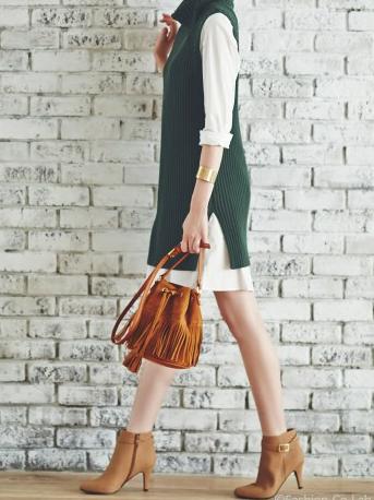 ファッションウォーカーアプワイザー シャツワンピース付リブニットワンピース