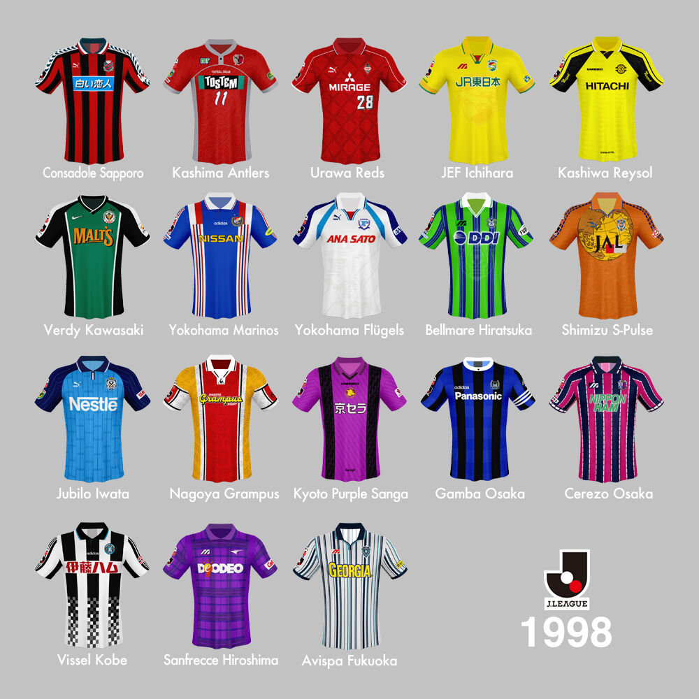 画像 1998年のjリーグ各クラブのユニフォーム どれが好みや Footballnet サッカー2chまとめ 画像 1998年のjリーグ各クラブのユニフォーム どれが好みや Footballnet サッカー2chまとめ