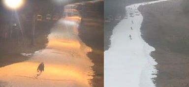 雪山の板遊び