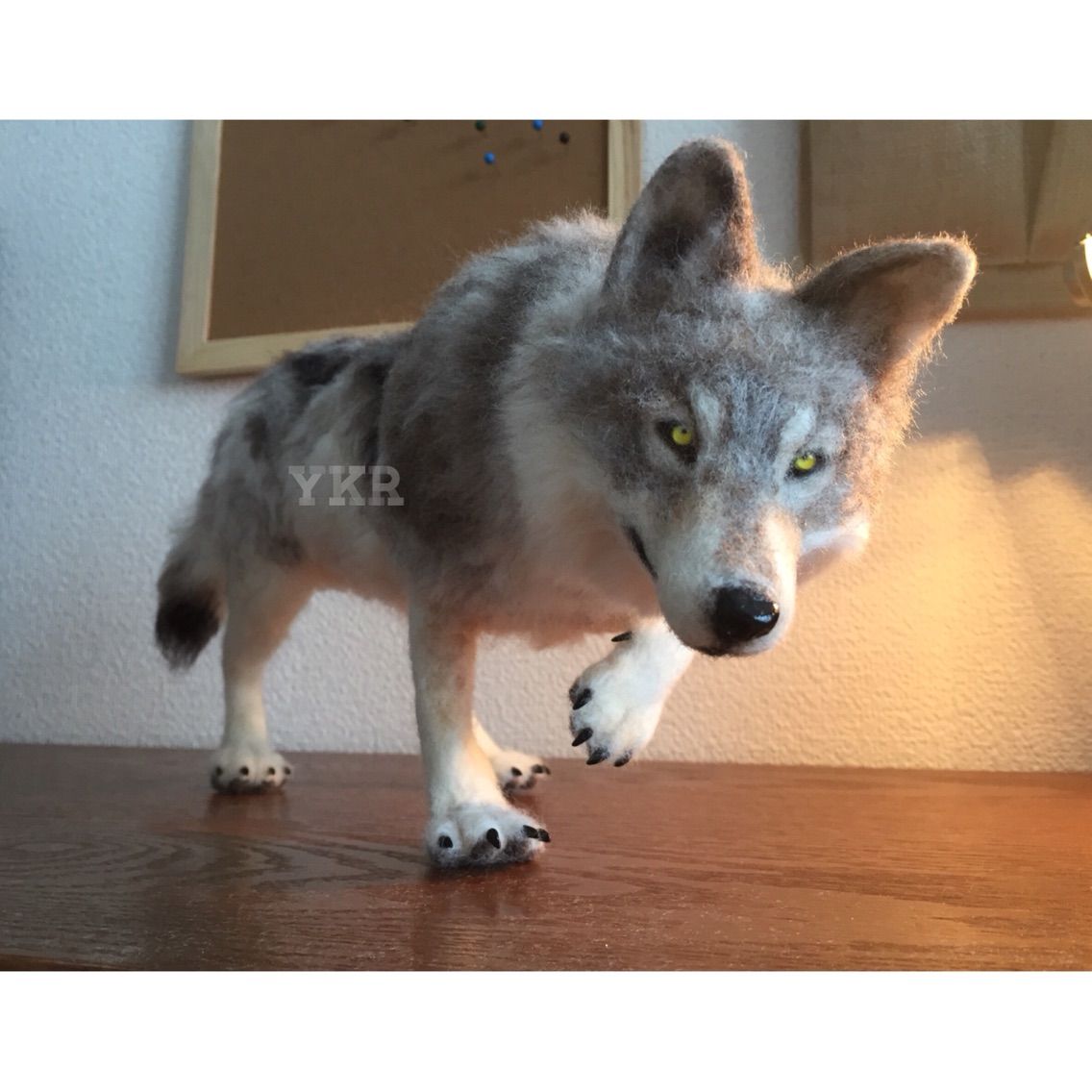 待望 羊毛フェルト ハンドメイド ハイイロオオカミ 狼 ウルフドッグ