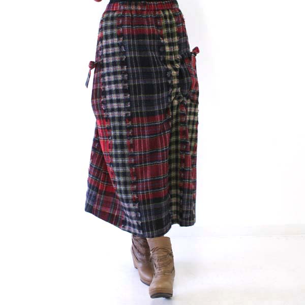 センソユニコ 慈雨 赤チェックロングスカート : セレクトショップ ファムのファッションコーディネート