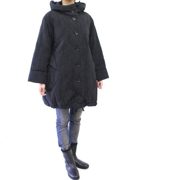 【セール】センソユニコ 慈雨 黒ドットバルーンコート : セレクトショップ ファムのファッションコーディネート