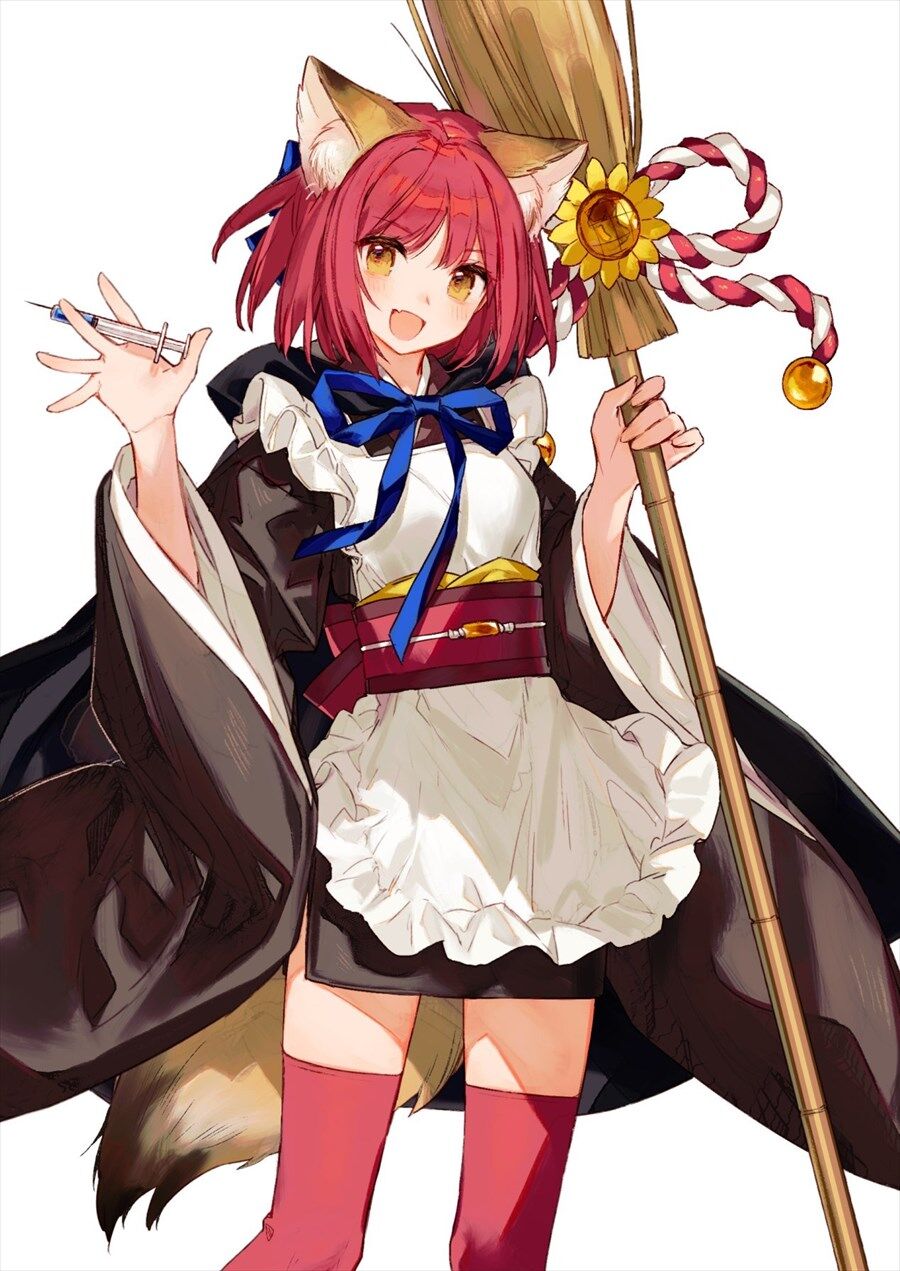 月姫 ちょこ庵さんの猫耳琥珀さんイラスト 注射器と箒 月姫 ちょこ庵さんの猫耳琥珀さんイラスト 注射器と箒