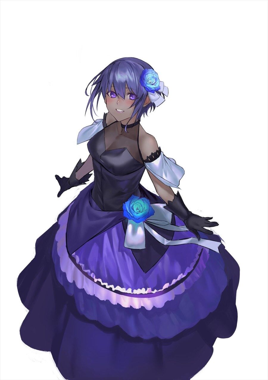Fgo ドレス姿の静謐ちゃんイラスト 紫色のドレスと青いバラいいね Fgoまとめ カルデア速報