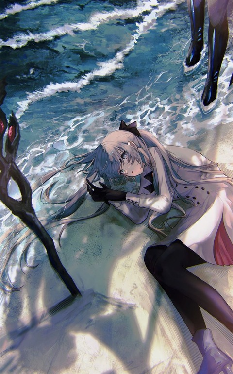 【FGO】海辺に横たわるトネリコイラスト!! 髪の色がもう....