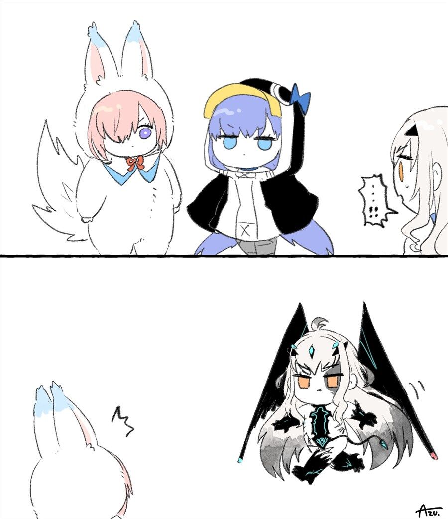 Fgo フォウ君着ぐるみマシュとラムダ様に対抗するラン子 ラン子はマジモンだからな