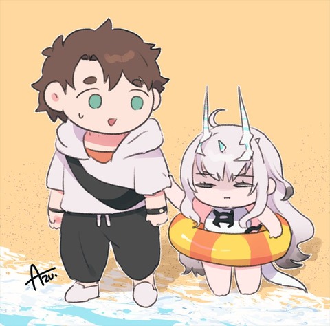 【FGO】海が怖い水着メリュジーヌ！！　浮き輪あれば沈まないよ！！