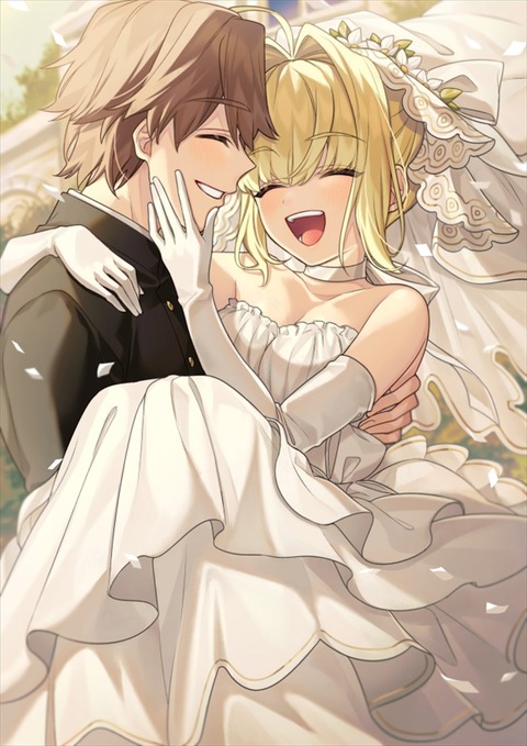 Fate Extra ザビ男とウェディングドレスのネロちゃまイラスト 余を幸せにするが良い Fgoまとめ カルデア速報 Fate Extra ザビ男とウェディングドレスのネロちゃまイラスト 余を幸せにするが良い Fgoまとめ カルデア速報