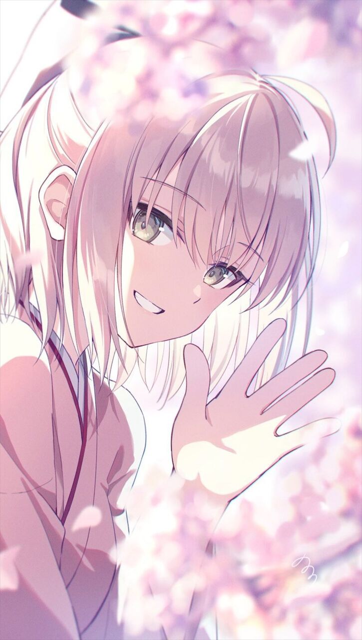 Fgo 桜の中で手を振る袴沖田さん 美少女すぎるんだよなぁ