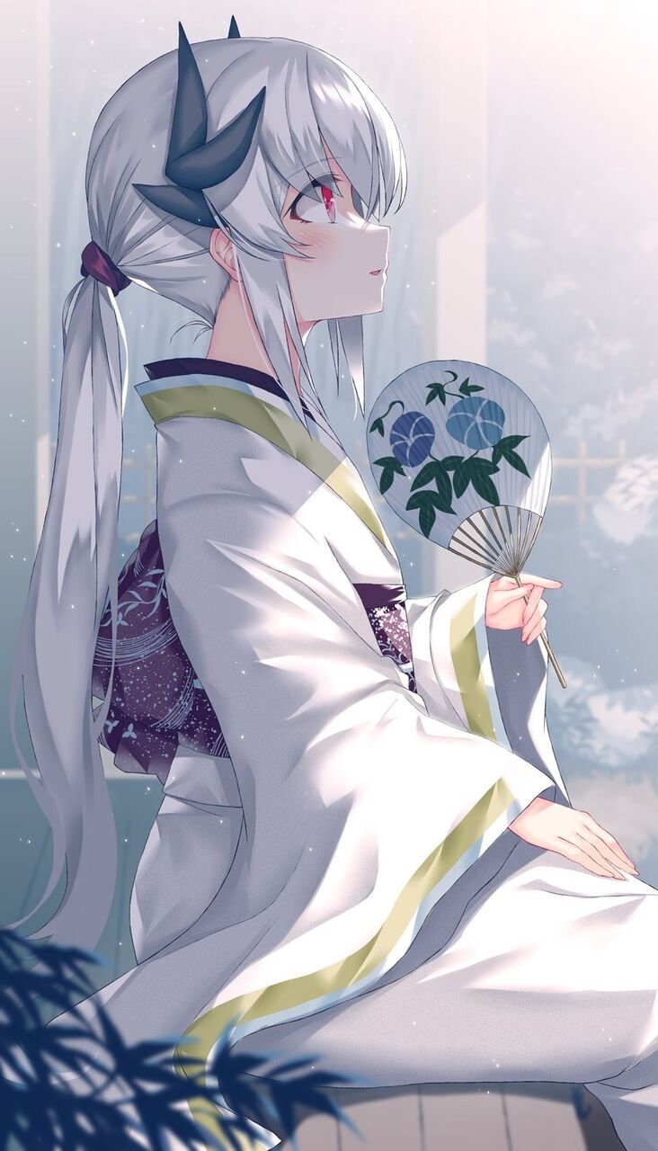 Fgo 白髪白着物の清姫さんイラスト 一本結びも素敵です