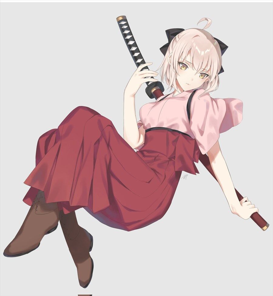 Fgo お沙華さんの袴沖田さんイラスト 桜色の袴が似合ってます