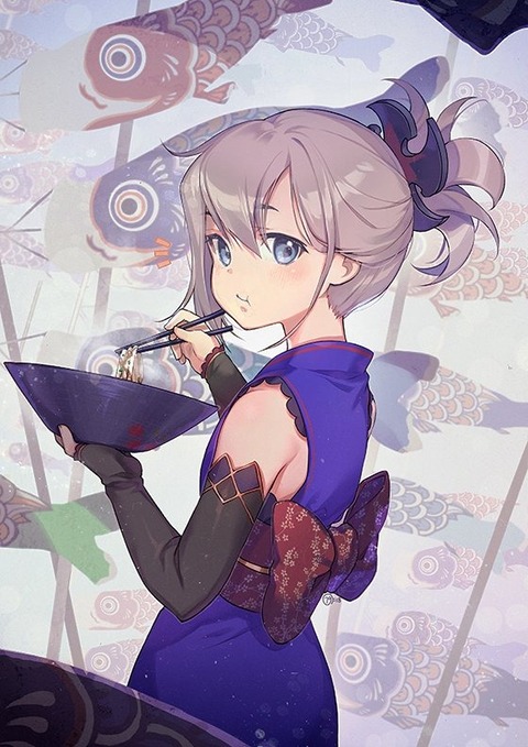 Fgo うどんを食べる武蔵ちゃんイラスト 一緒に立ち食いうどん食べてぇ Fgoまとめ カルデア速報