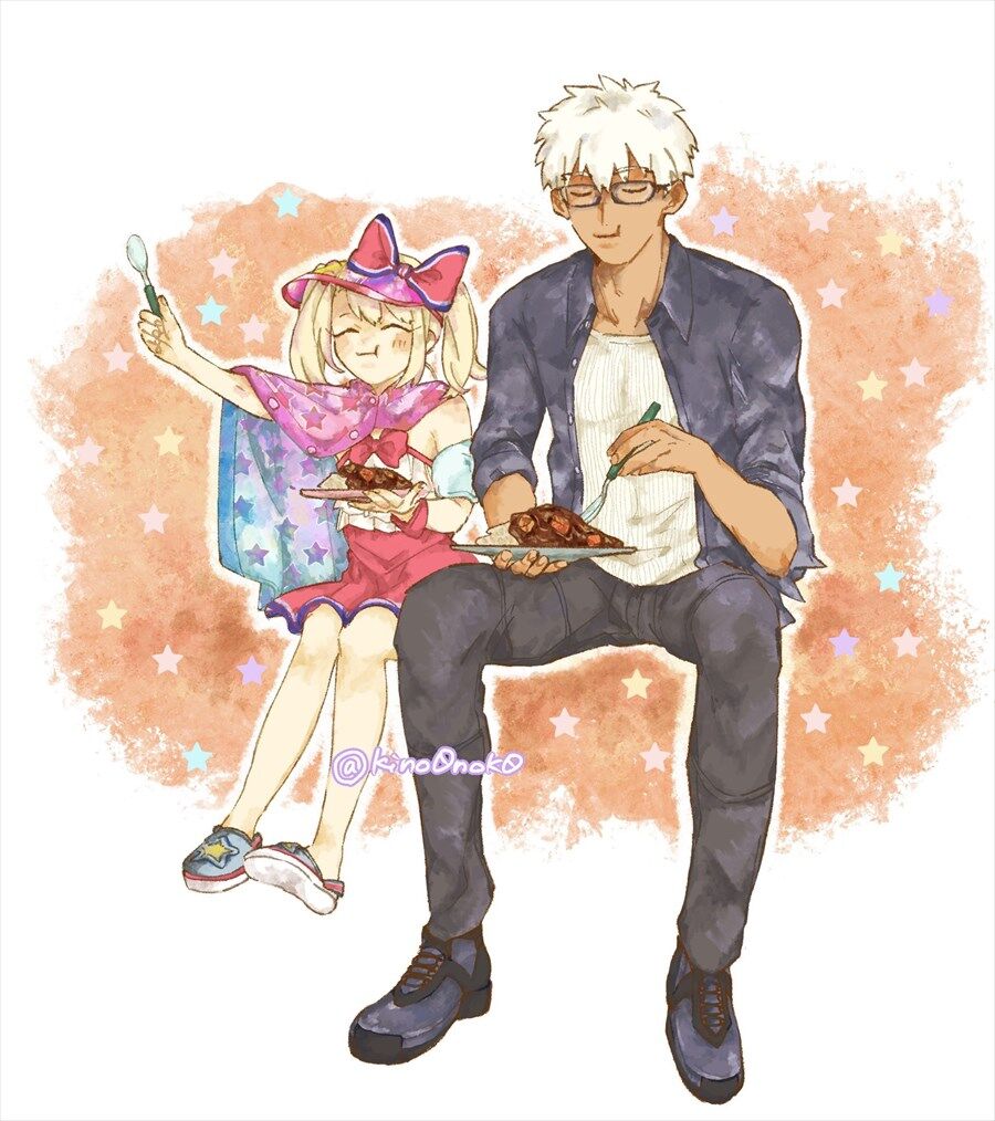 Fgo 甘口カレーを食べる水着イリヤ 霊衣エミヤ キャンプのカレーは格別だよね