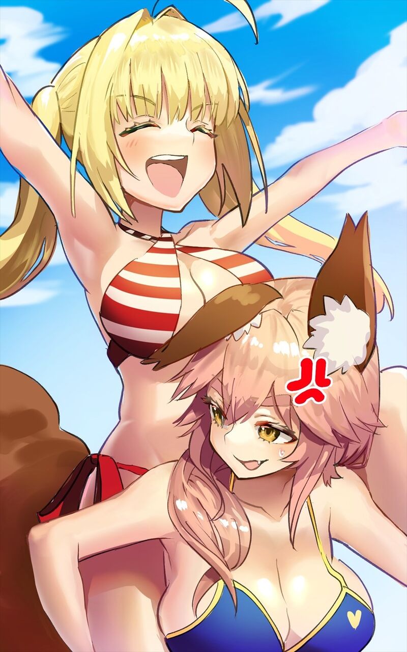 Fgo 水着ネロちゃまをおんぶする水着玉藻 玉藻主体のイベも作ってほしい 2chゲームまとめアンテナ