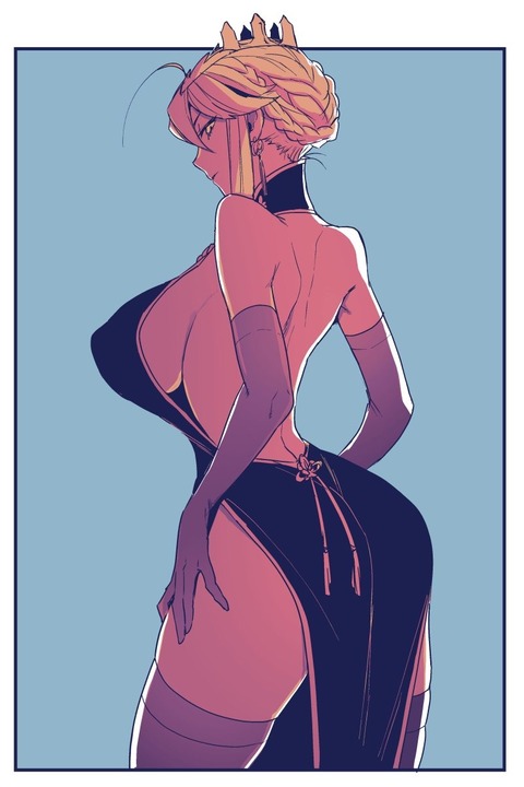 【FGO】ドレス衣装の獅子王イラスト！！ 背中ガッツリ開いてるドレスいいよねぇ！のサムネイル