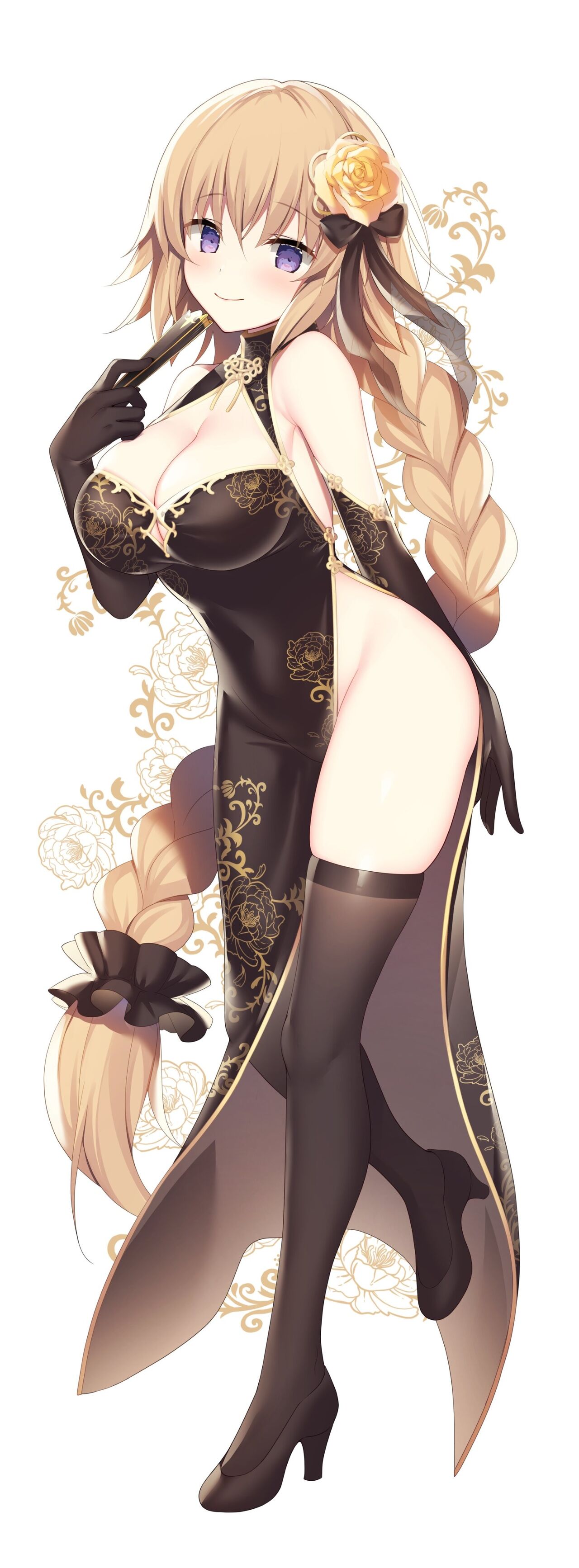Fgo チャイナ服ジャンヌお姉ちゃんイラスト 黒チャイナドレス似合うなぁ