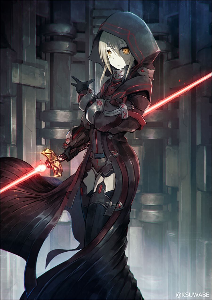 Fgo ダークなオーラのえっちゃんイラスト 黒コートのフード被ったえっちゃんかっこいいです