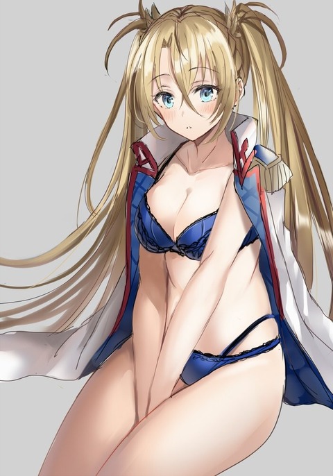【FGO】下着姿にいつものコートなブラダマンテちゃんイラスト！！　青下着いいですね！