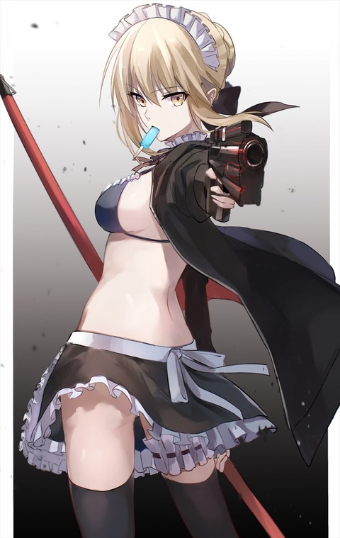Fgo こちらに銃を向けるメイドオルタ様イラスト カッコいいです Fgoまとめ カルデア速報