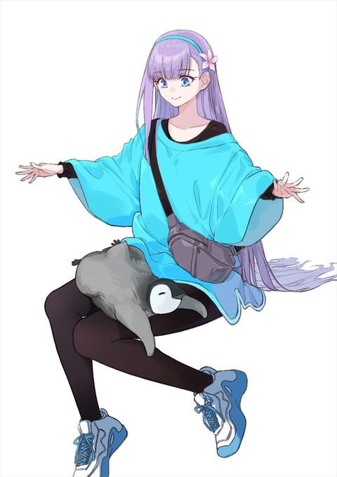 Fgo ペンギンを膝の上に乗せた私服ラムダ様イラスト どっちも可愛い