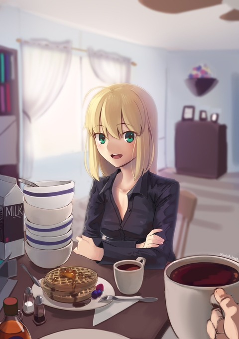 Fgo Zeroセイバーのお食事風景 何杯食べてるの ｗ Fgoまとめ カルデア速報