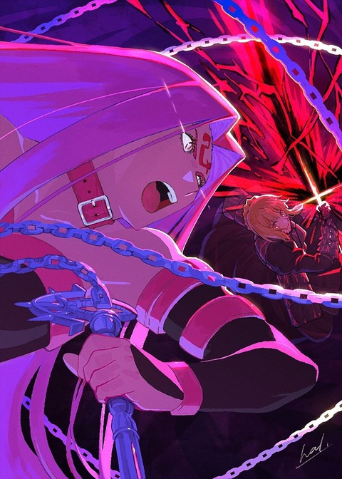 Fate Hf Halさんの黒王vsライダーイラスト 黒いエクスカリバーが禍々しい Fgoまとめ カルデア速報