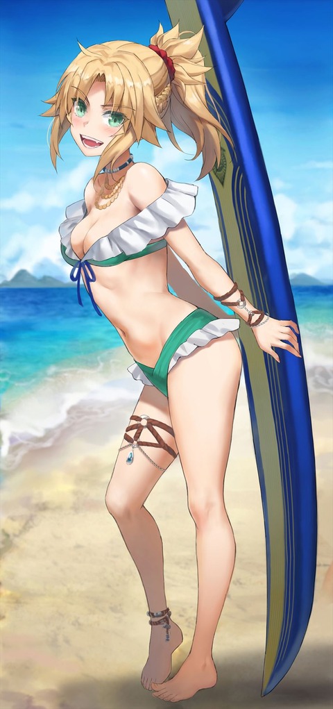 【FGO】水着のモーさんイラスト！！　緑水着のモーさんいいですね！！