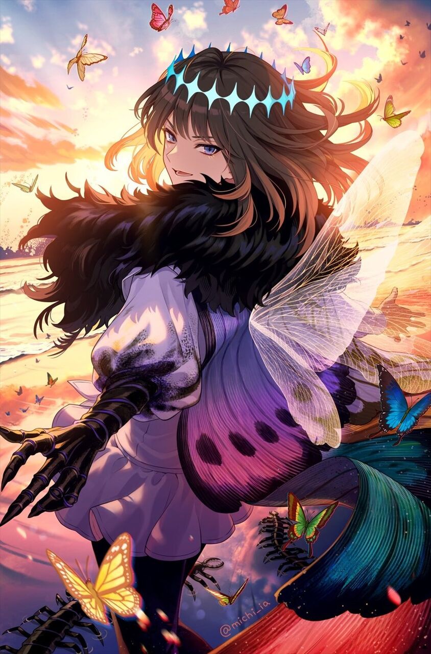 Fgo 夕焼けと黒オベロンイラスト 夕焼けに照らされる黒オベロンかっこいいです