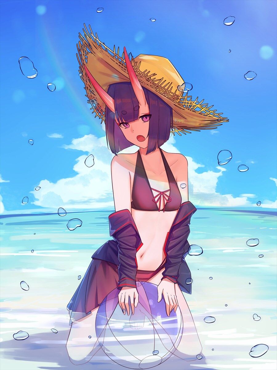 Fgo Jagaphyさんの水着酒呑ちゃんイラスト 麦わら帽子も似合ってる