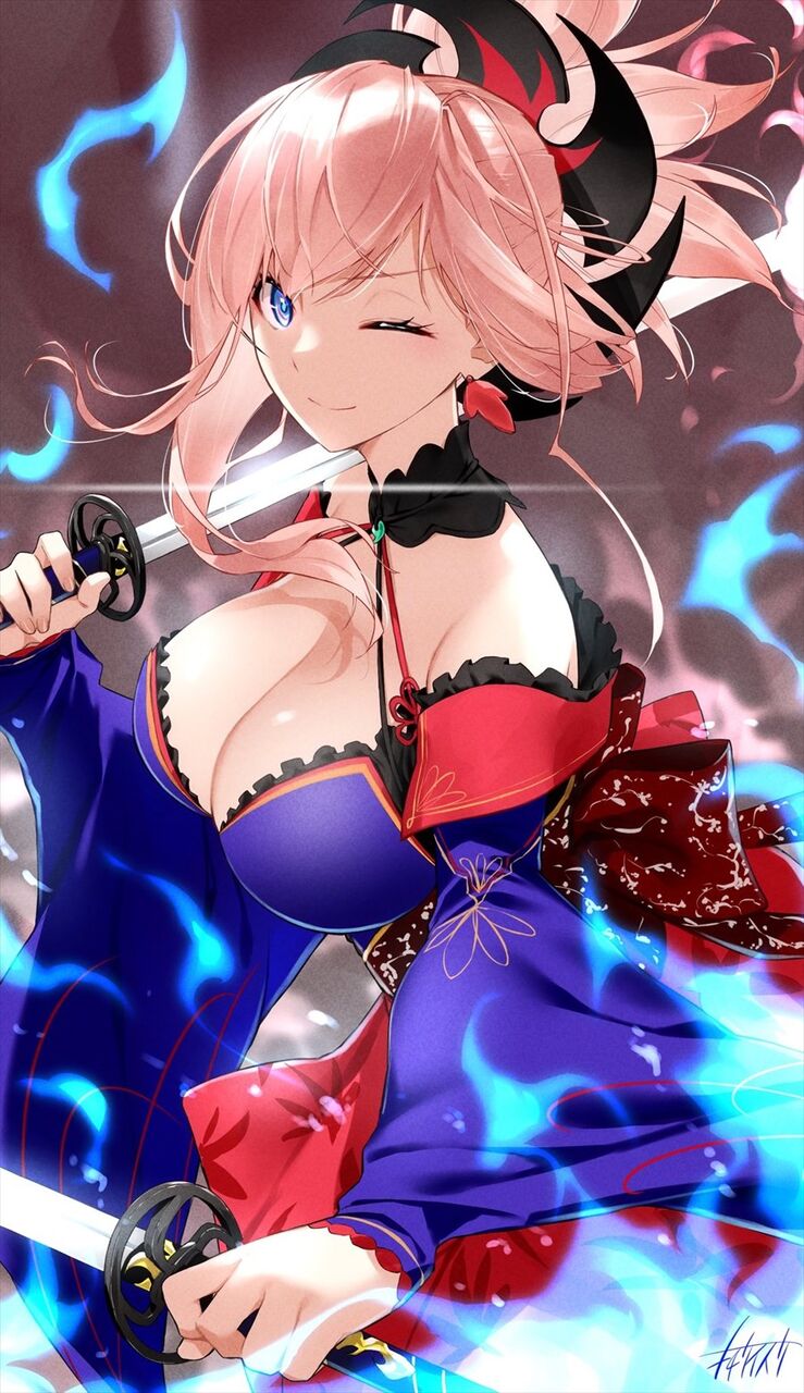 Fgo トーチケイスケさんの武蔵ちゃんイラスト ウィンク武蔵ちゃん可愛いです 2chゲームまとめアンテナ