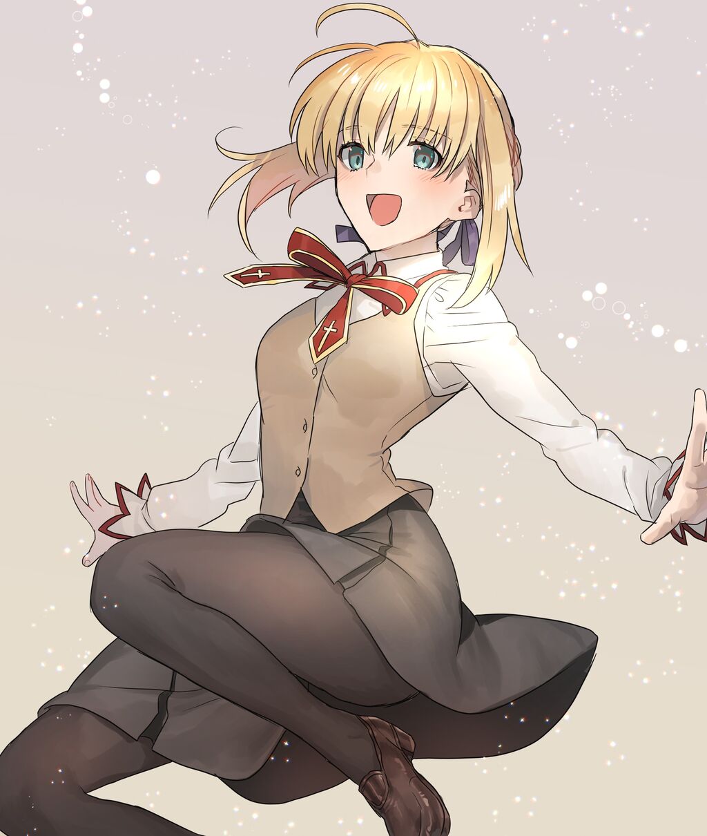 Fgo 穂群原学園の制服を着たアルトリアさん 黒ストがいい