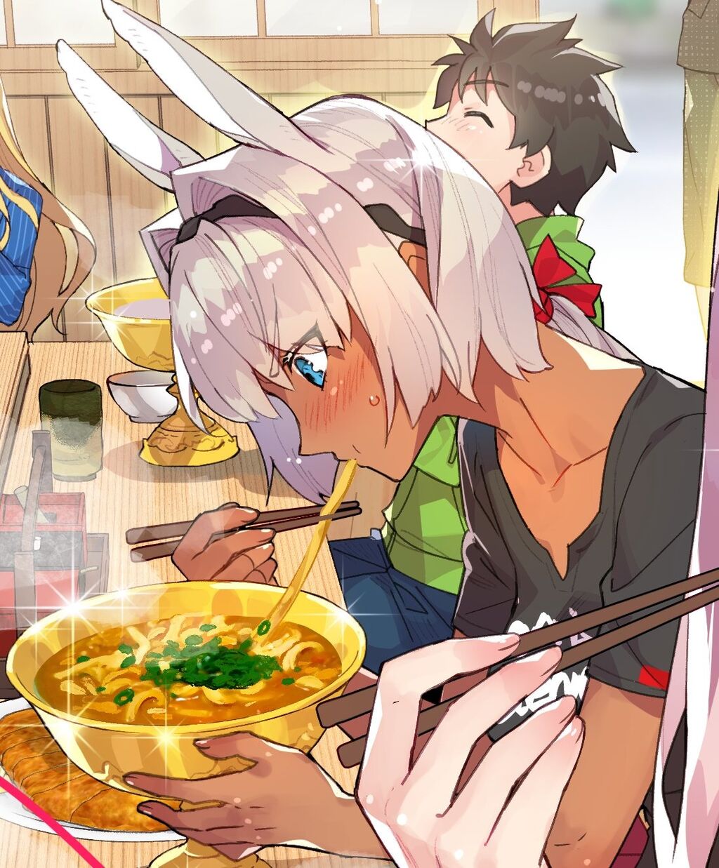 Fgo 聖杯カレーうどんを食べるカイニス みんな聖杯で食べてる