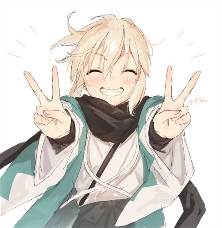 Fgo 笑顔でwピースする沖田さんイラスト 霊衣おめ