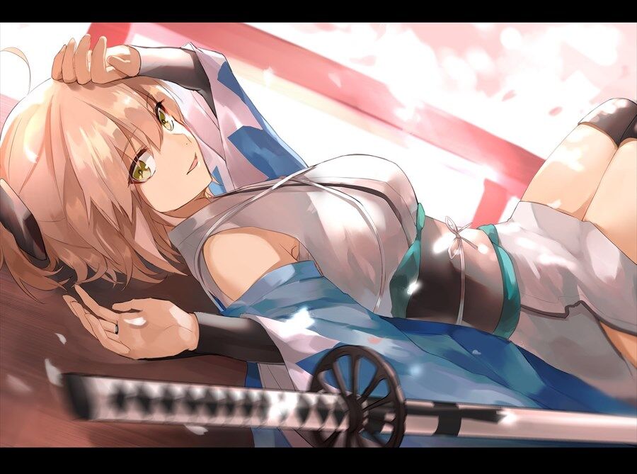 Fgo 星らすくさんの仰向けで寝そべる沖田さんイラスト 沖田さん