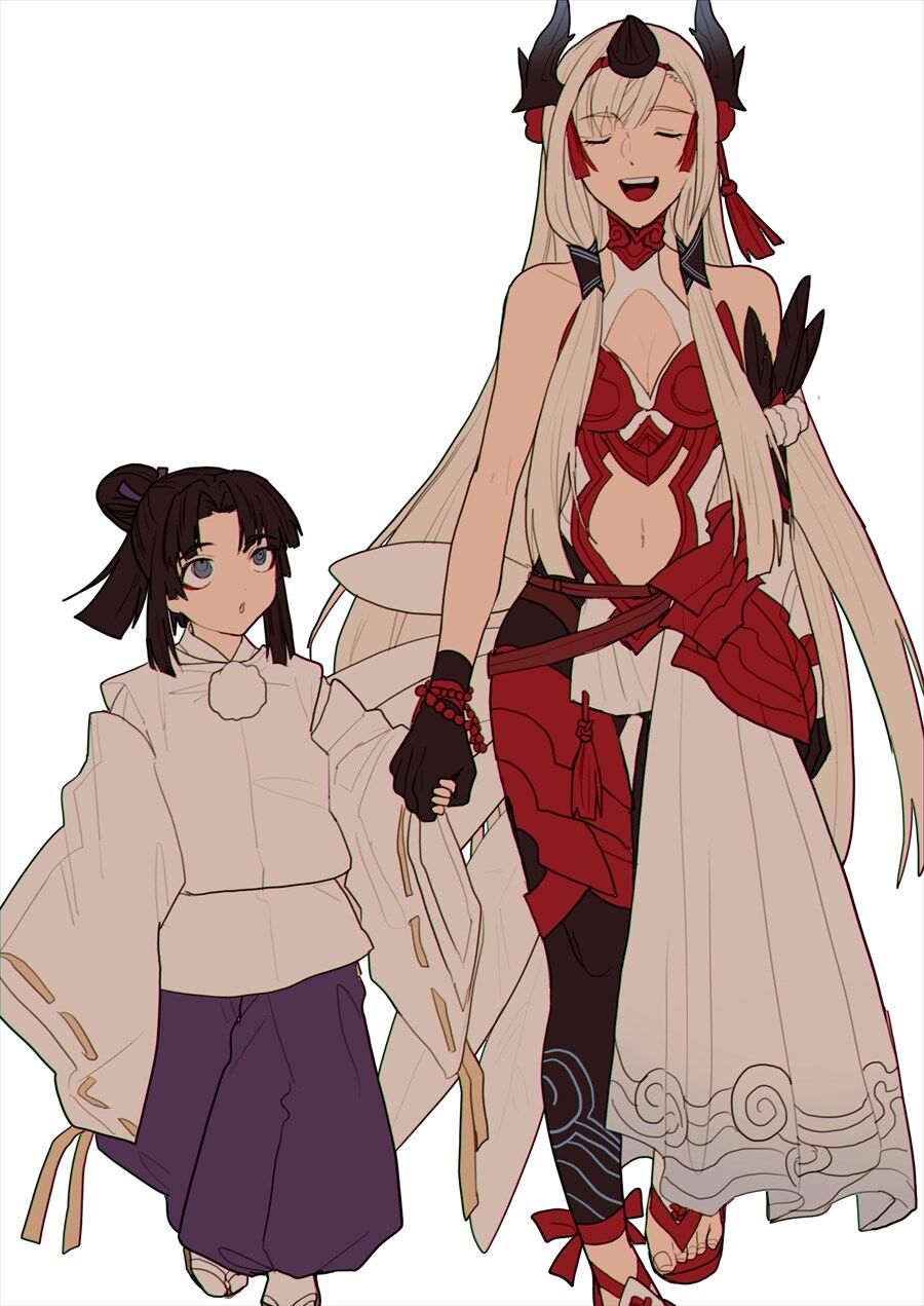 Fgo 幼牛若丸の手を引く鬼一師匠イラスト この二人の修行時代も見てみたいですね