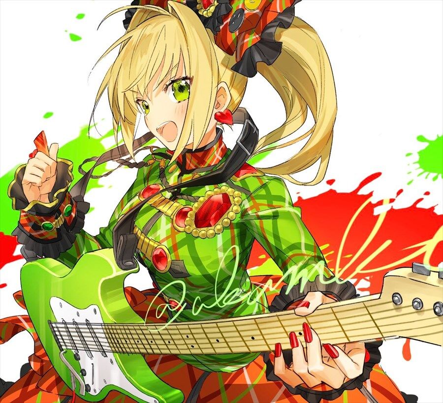Fgo アカマコトさんのアイドルネロちゃまイラスト グリーンカラーのギターめっちゃ似合ってる