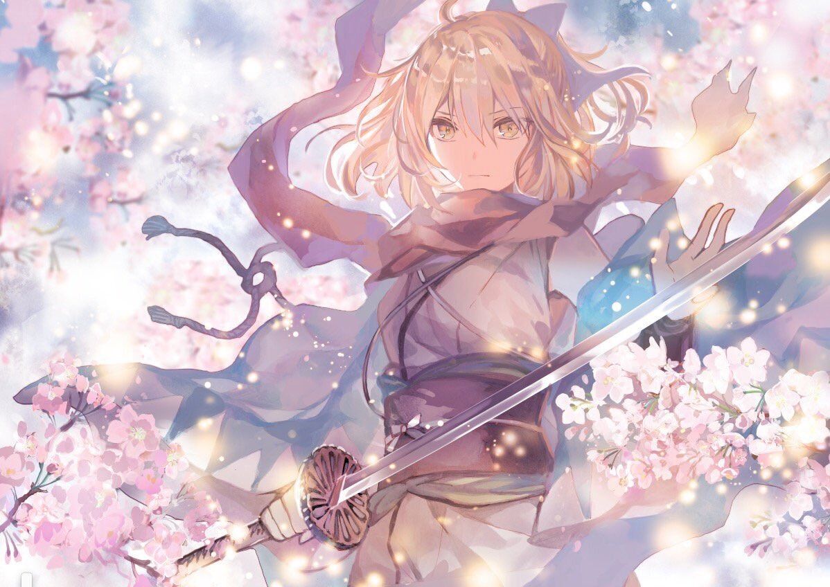 Fgo 桜の花と沖田さんイラスト 桜セイバー最高です